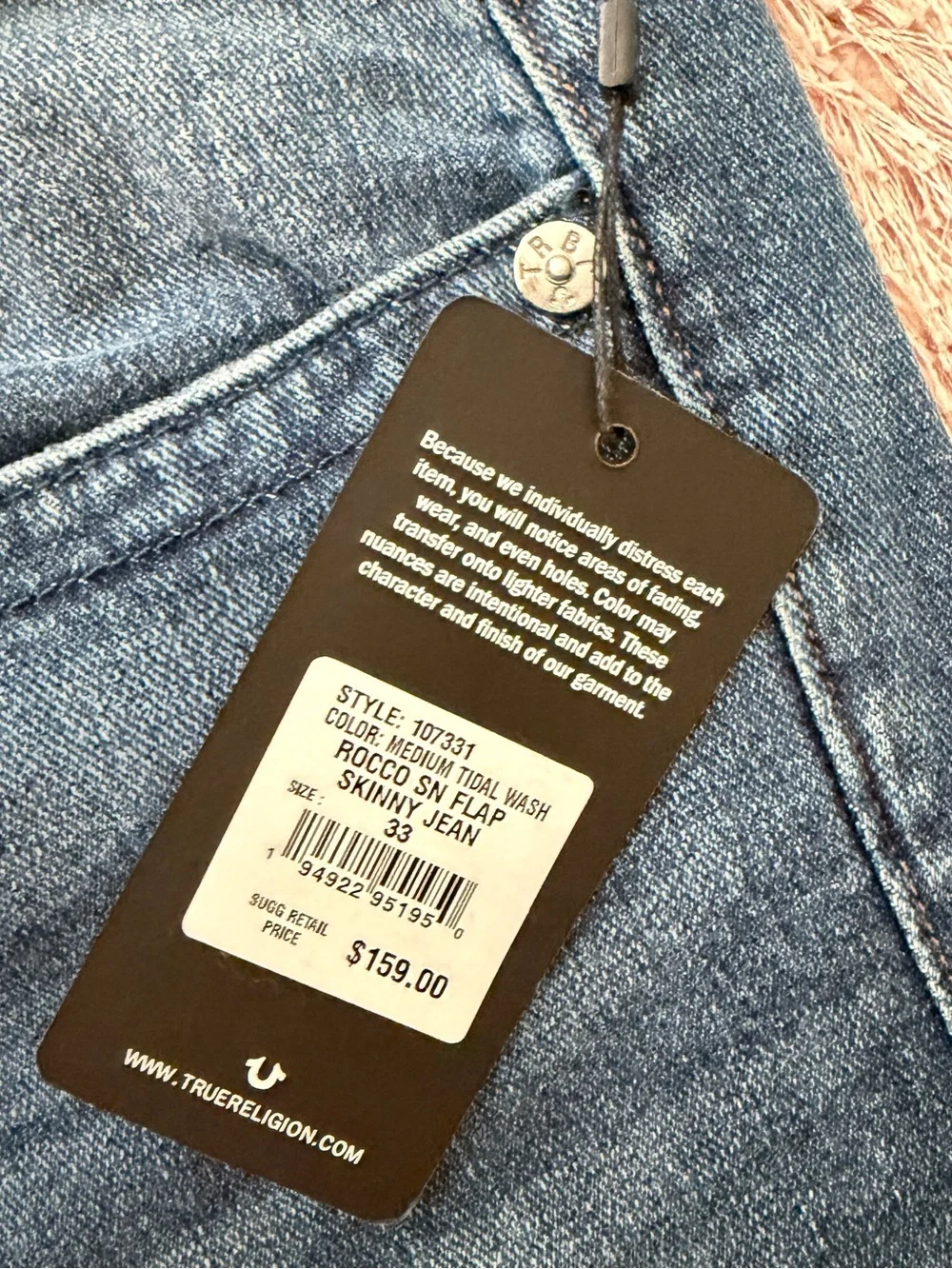 True Religion Slim Straight Jeans in Dark Blue Wash